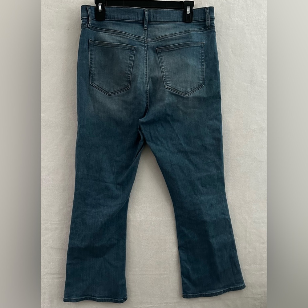 LOFT The Kick Crop Jeans Womens 29/8 Blue Denim Button Fly Cropped Flare - Picture 10 of 11